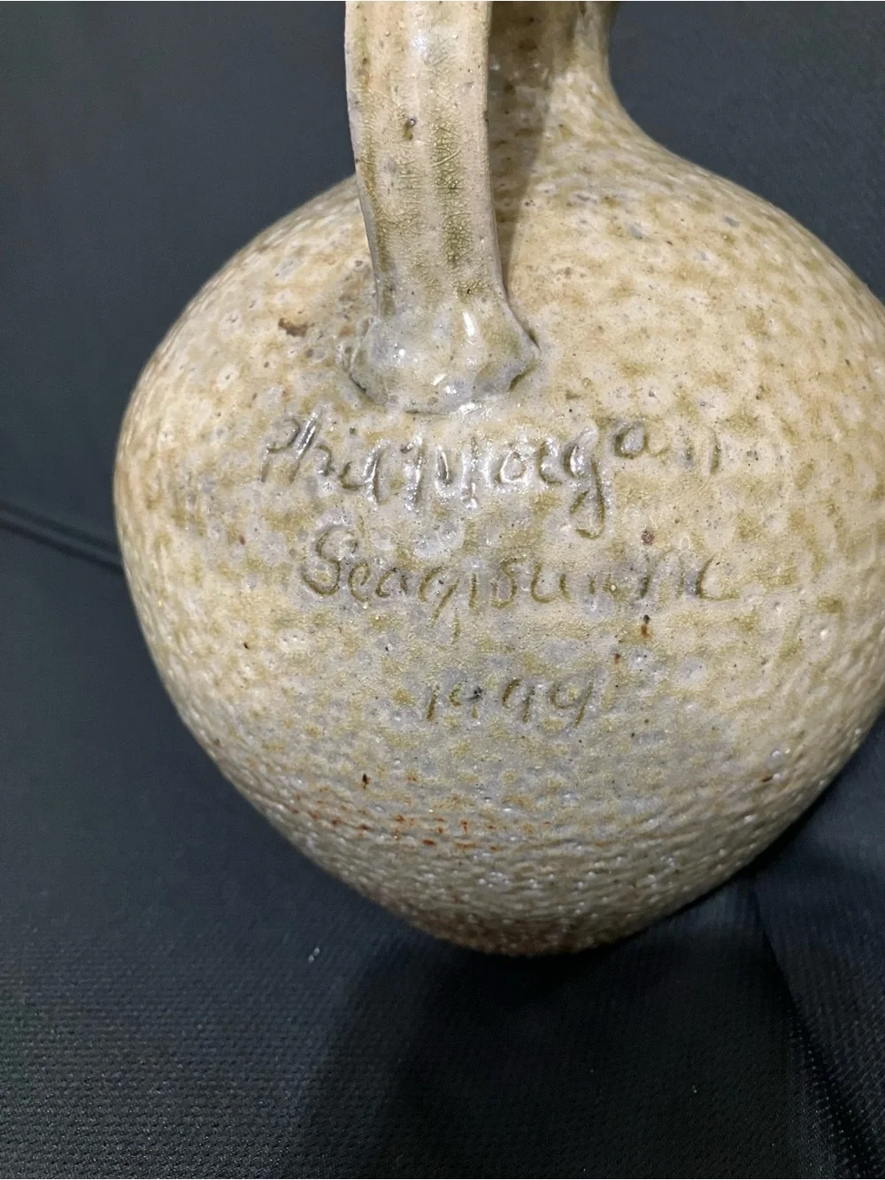 Handcrafted Ceramic Pitcher Vase by Phil Morgan, NC in Speckled Cream